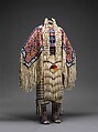 Woman’s Dress and Accessories, Jodi Archambault (American, Hunkpapa Lakota/Teton Sioux, born North Dakota, 1969), Tanned and commercial leather, glass and metal beads, cotton, silk, dentalium shell, metal cones, horsehair, plastic, brass bells, porcupine quills, coins, Hunkpapa Lakota (Teton Sioux)